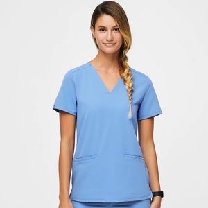 Figs Casma Scrub Top - Ceil Blue